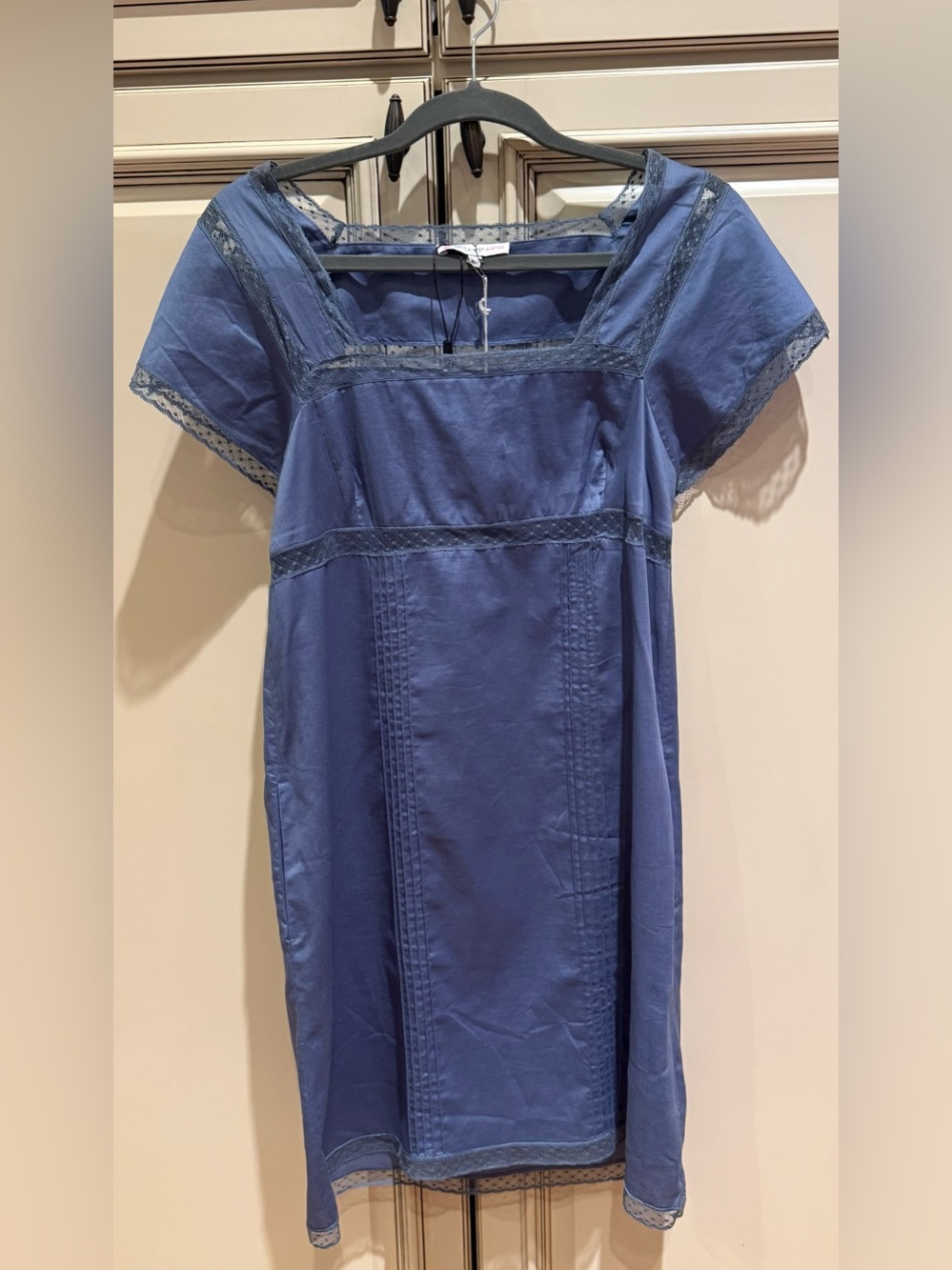Paul & Joe Sister Blue Cotton Silk Lace Trim Dress NWT Sz6